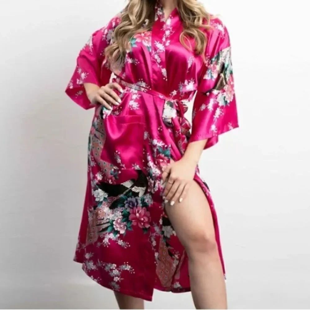 Print Bathrobes in Peacock/Floral Design in Size Small